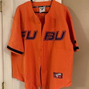 FUBU Orange Button-Front Baseball Jersey HELLS KITCHEN